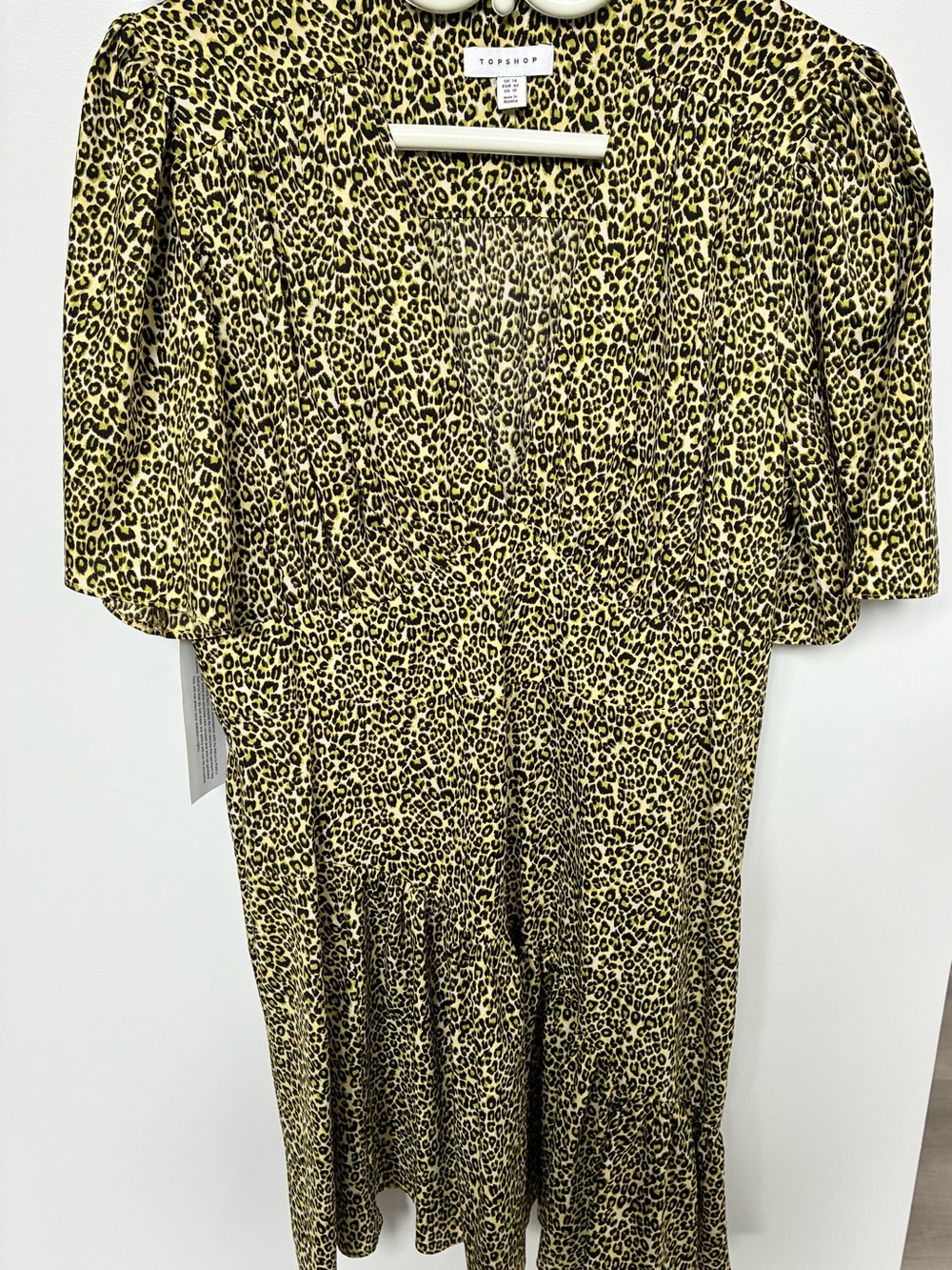 Topshop Yellow Green Leopard Print Dress